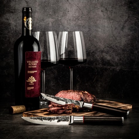 Forged sebra steakmessen sfeer