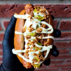 Bratwurst brioche sandwiches