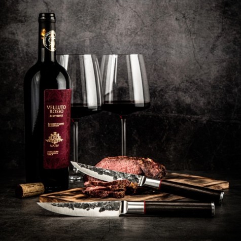 Forged sebra steakmessen sfeer