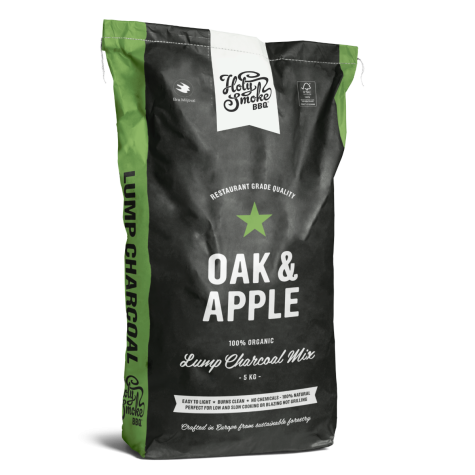 Holy smoke BBQ oak/apple lump houtskool