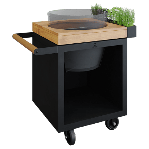 OFYR Kamado Table Black 65 PRO Teak Hout BGE