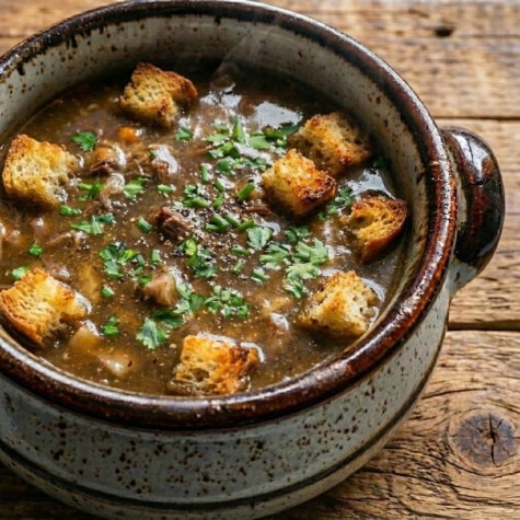 Ossenstaartsoep met krokant