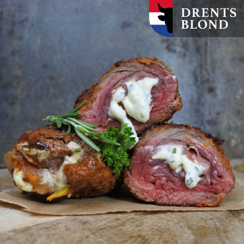 Cordon Bleu Blonde d'Aquitaine met roomkaas, bieslook & parmaham