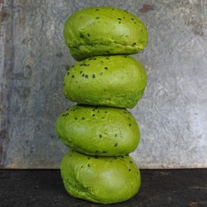 Mini burger bun brioche green
