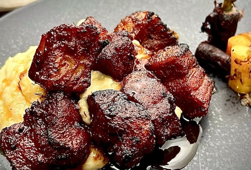 Pork Belly Burnt Ends with Truffle Mash & Whisky Glaze