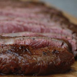 Flank steak in a whiskey marinade