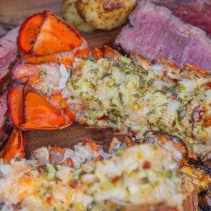 Grilled lobster tail with herb butter