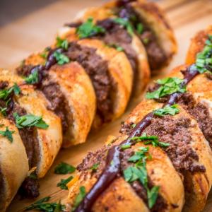 Garlic bread stuffed with ground beef