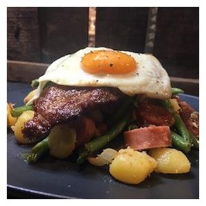 Tiroler Grostl with bacon, sausage & schnitzel