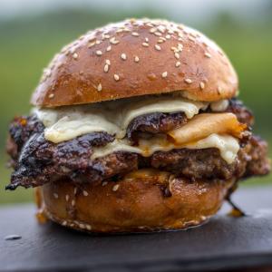 Wagyu smash burgers with homemade buns & kimchi