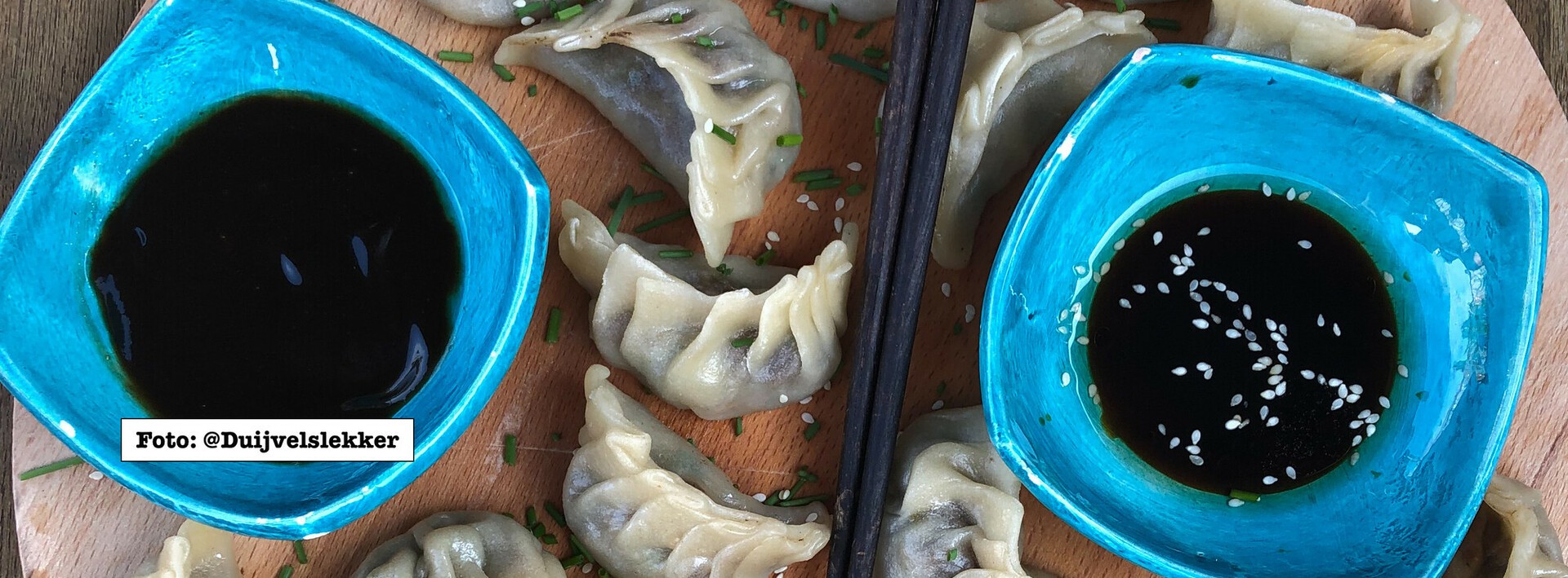 Gyoza filled with BBQ pulled beef.