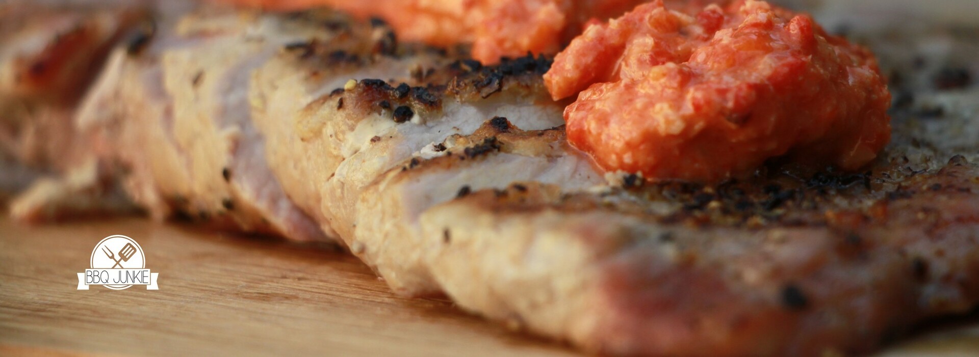Secreto Iberico with Romesco sauce from the BBQ.