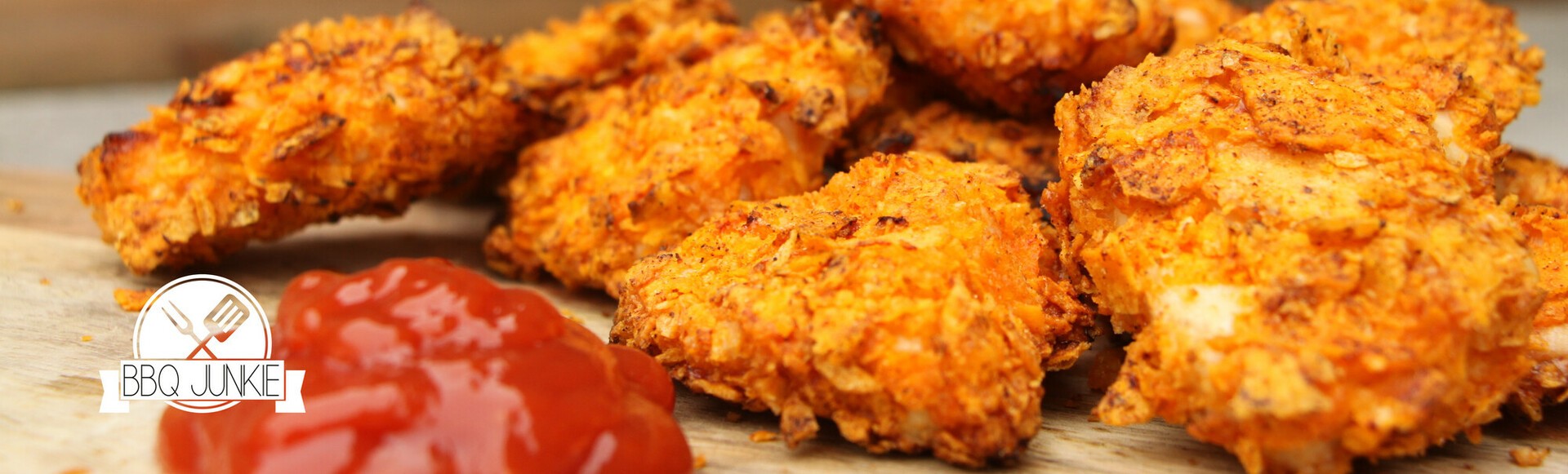 Homemade chicken nuggets in a Dorito crust from the BBQ.