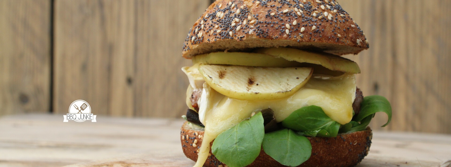 Iberico burger with camembert and grilled apple